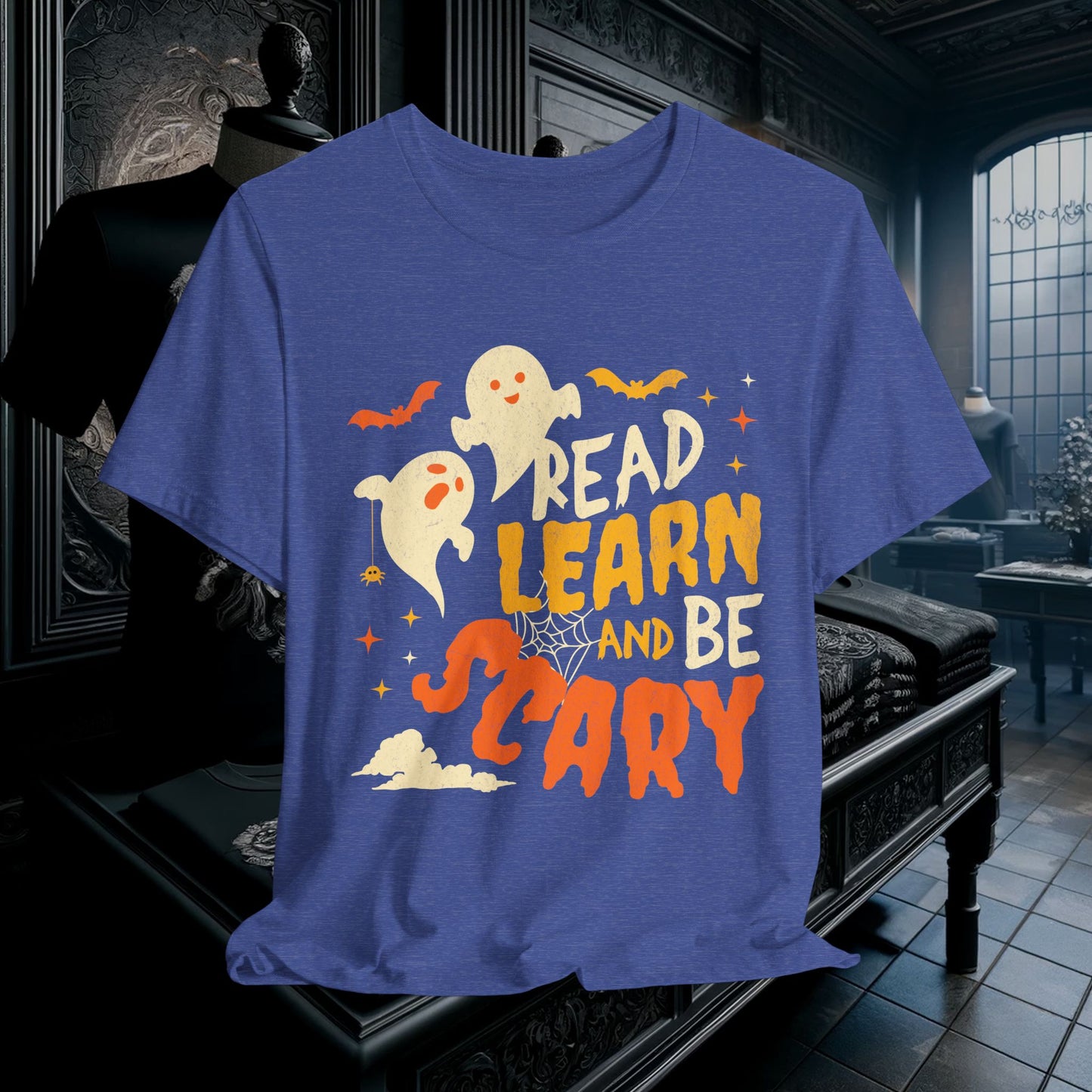 Read, Learn, and Be Scary Halloween T-Shirt - Fun Classroom & Teacher Apparel for Spooky Season