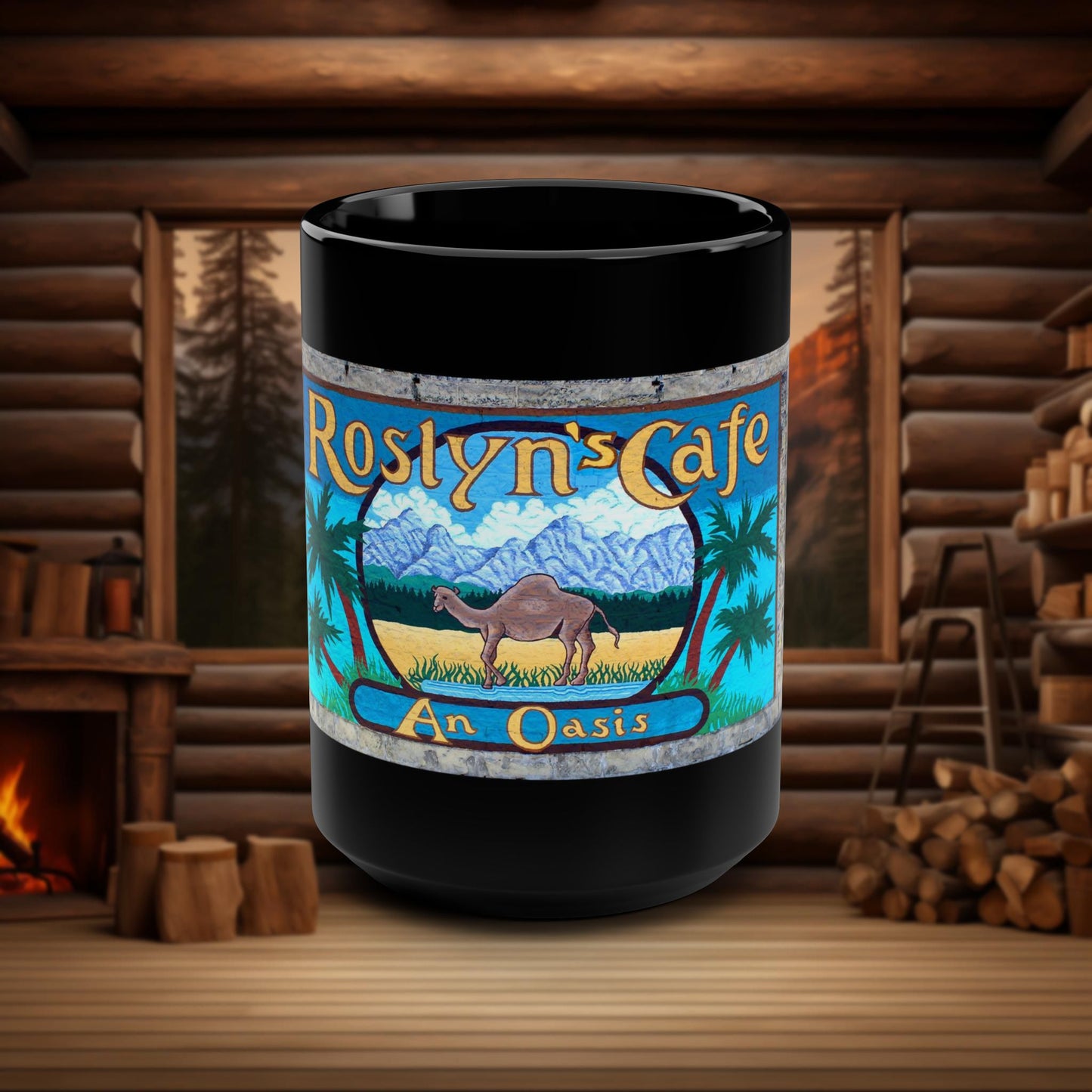 Roslyn's Cafe Mug - Iconic Mural from Northern Exposure TV Show