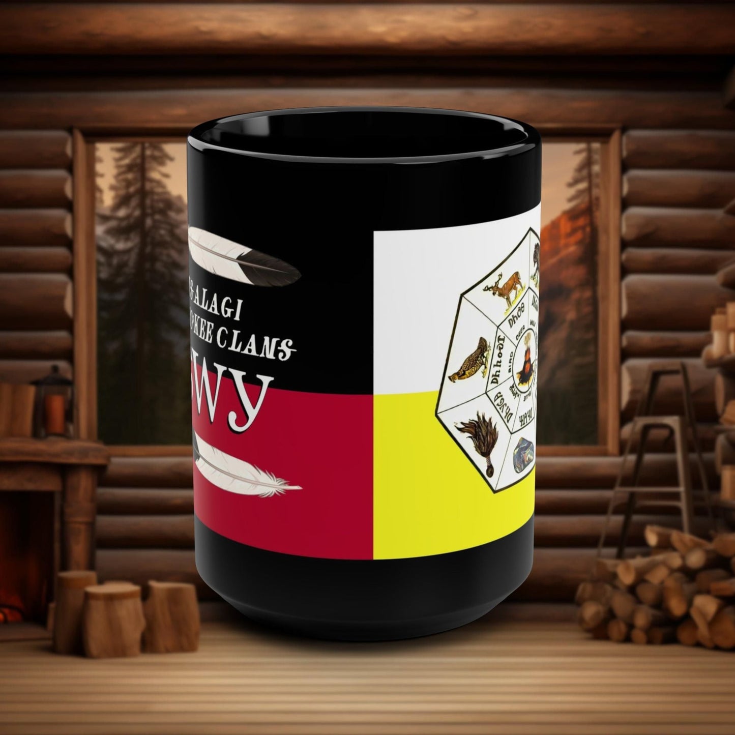 Cherokee Clans Mug - Tslagi - 15oz Ceramic Mug Featuring Cherokee Clans