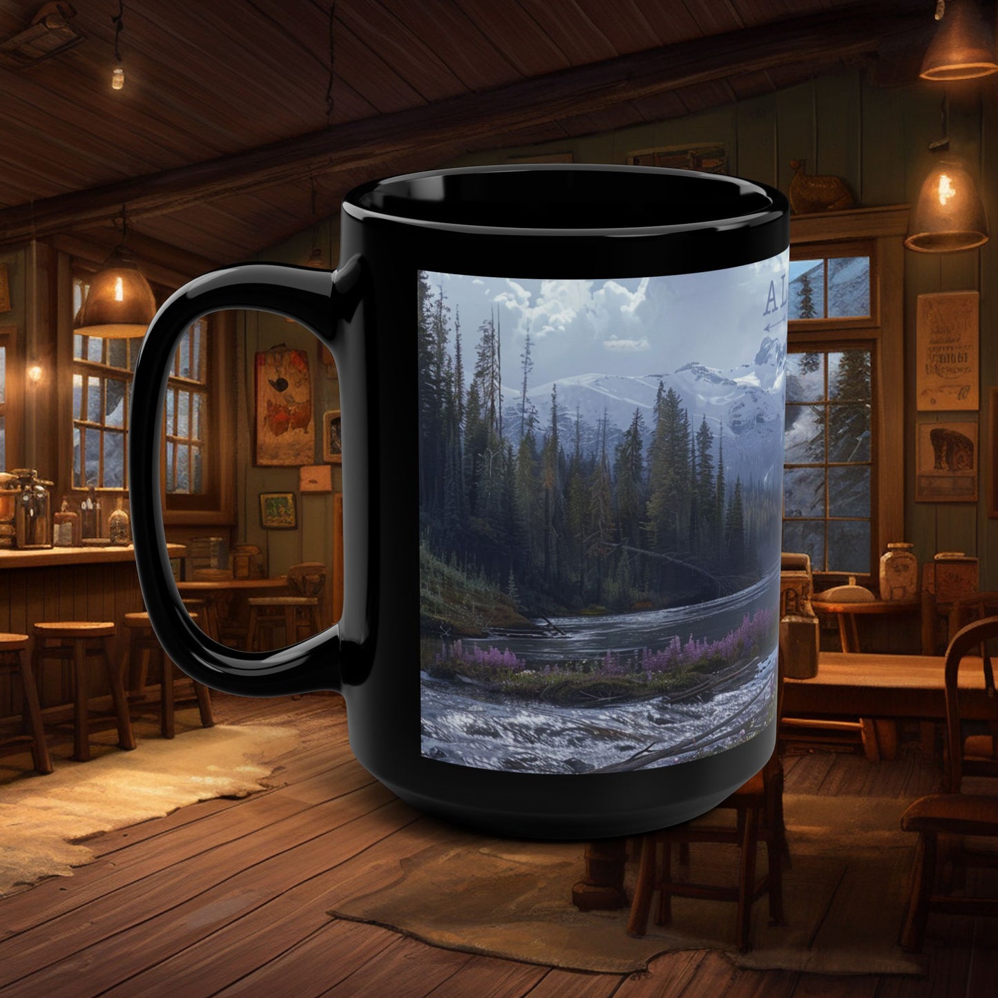 Alaska Wilderness Coffee Mug – 15oz Mama Bear & Cub Scenic Design
