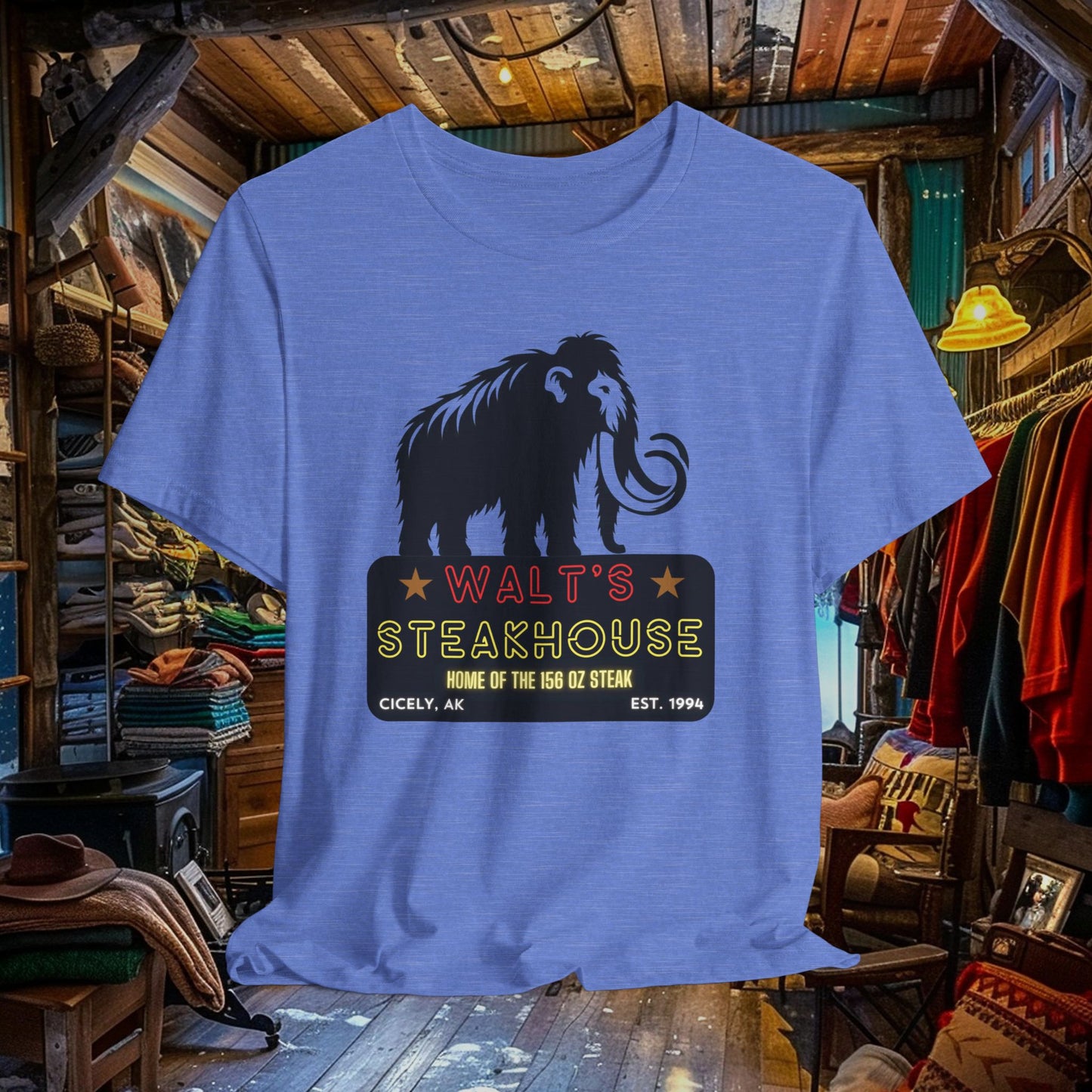 Walt's Steakhouse Mammoth T-Shirt - Home of the Legendary 156 oz Steak | Northern Exposure Inspired