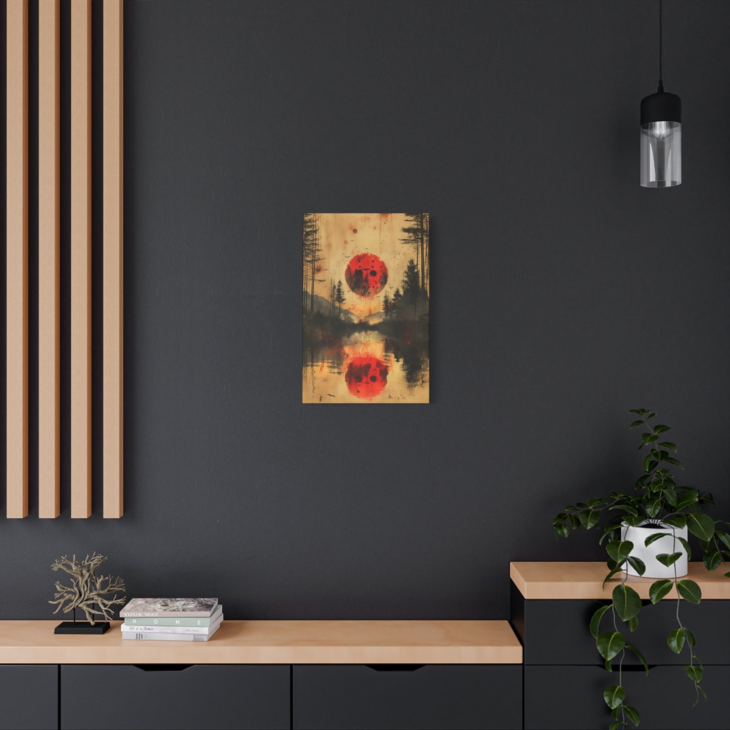 Horror Art - "Blood Moon of Camp Crystal Lake" - Jason Voorhees Inspired Wall Canvas"