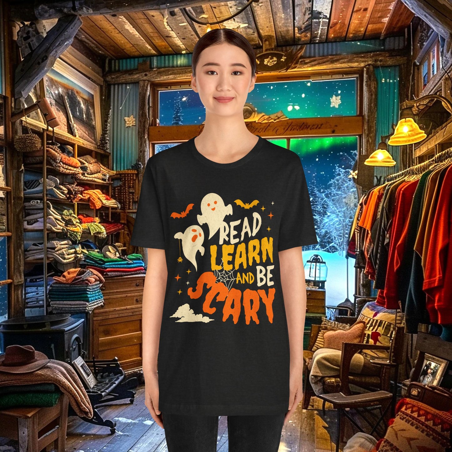 Read, Learn, and Be Scary Halloween T-Shirt - Fun Classroom & Teacher Apparel for Spooky Season