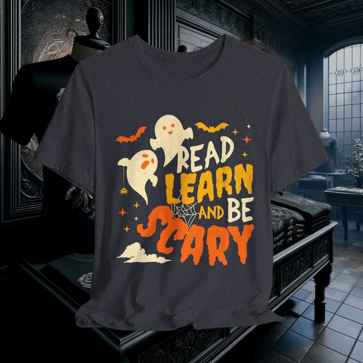 Read, Learn, and Be Scary Halloween T-Shirt - Fun Classroom & Teacher Apparel for Spooky Season