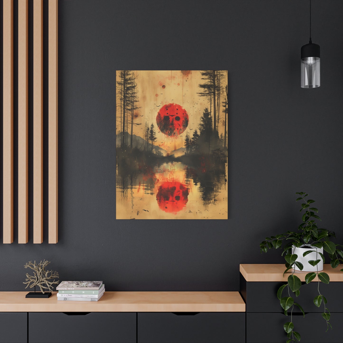 Horror Art - "Blood Moon of Camp Crystal Lake" - Jason Voorhees Inspired Wall Canvas"