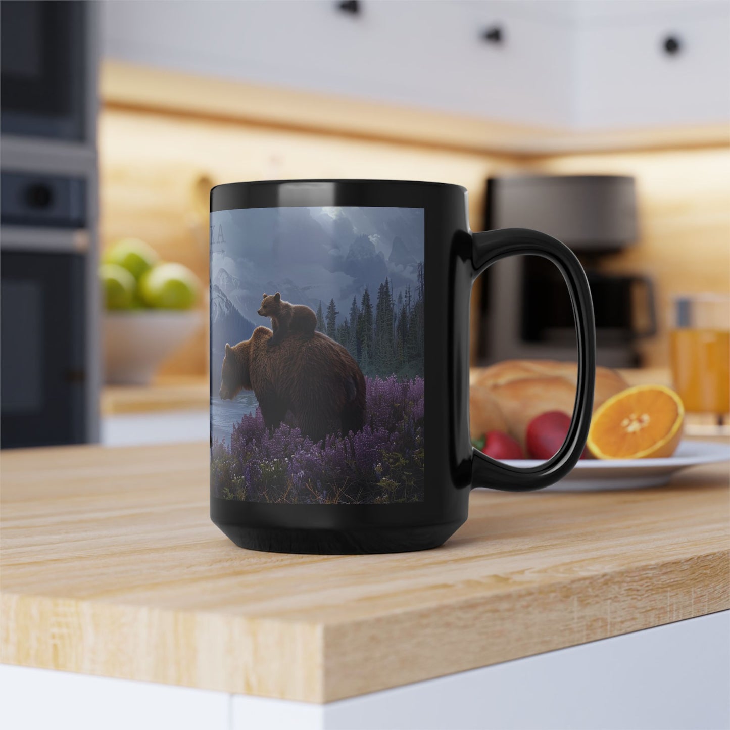 Alaska Wilderness Coffee Mug – 15oz Mama Bear & Cub Scenic Design