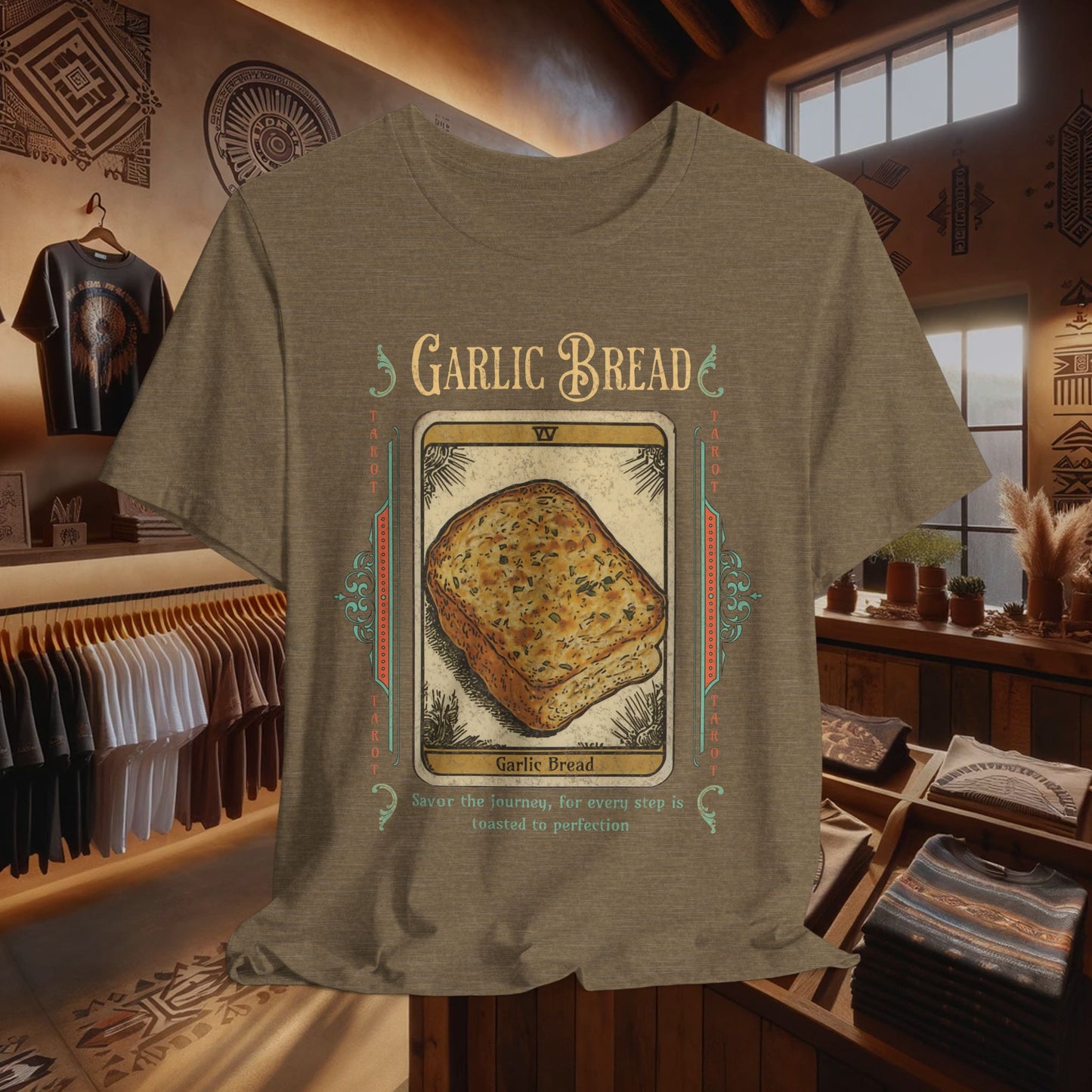 Garlic Bread Tarot Shirt – Funny Mystic Toast Tee for Food Lovers