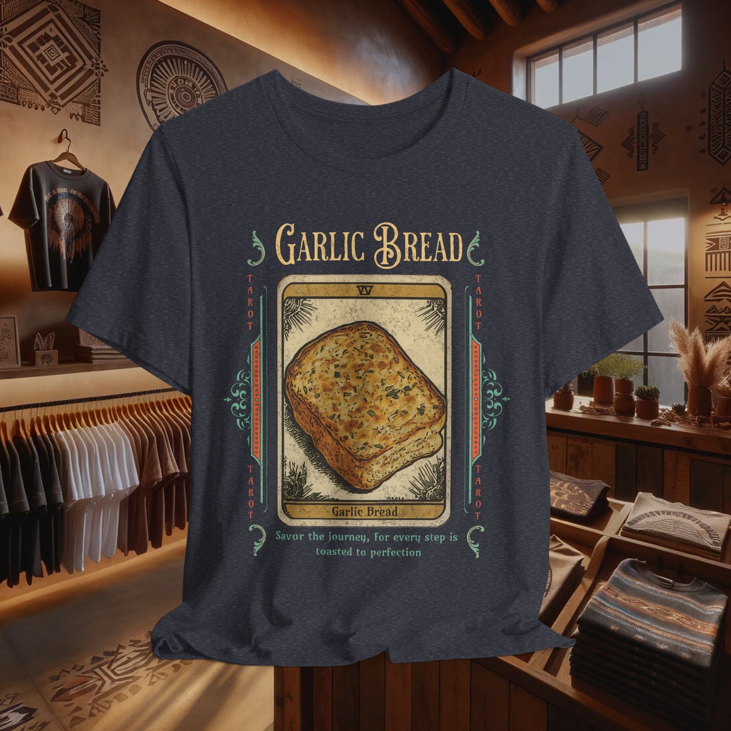 Garlic Bread Tarot Shirt – Funny Mystic Toast Tee for Food Lovers