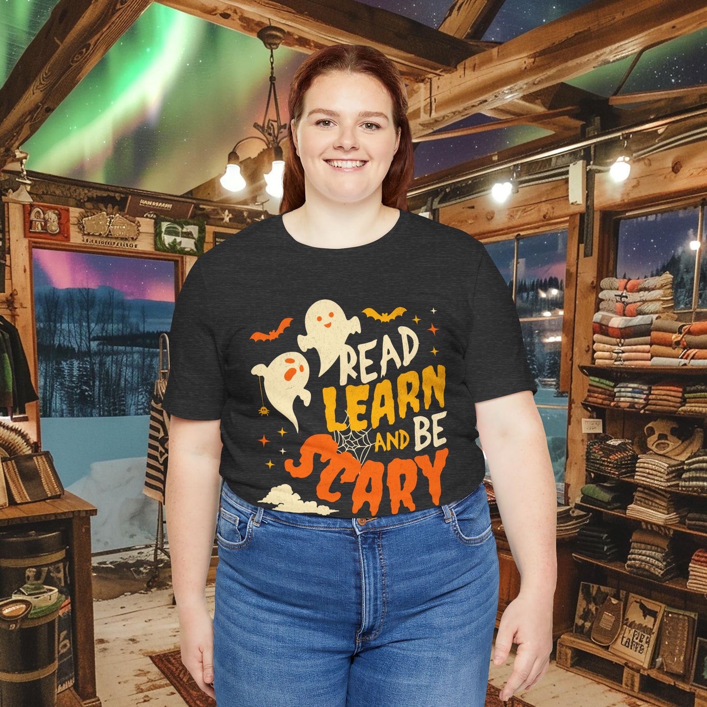 Read, Learn, and Be Scary Halloween T-Shirt - Fun Classroom & Teacher Apparel for Spooky Season