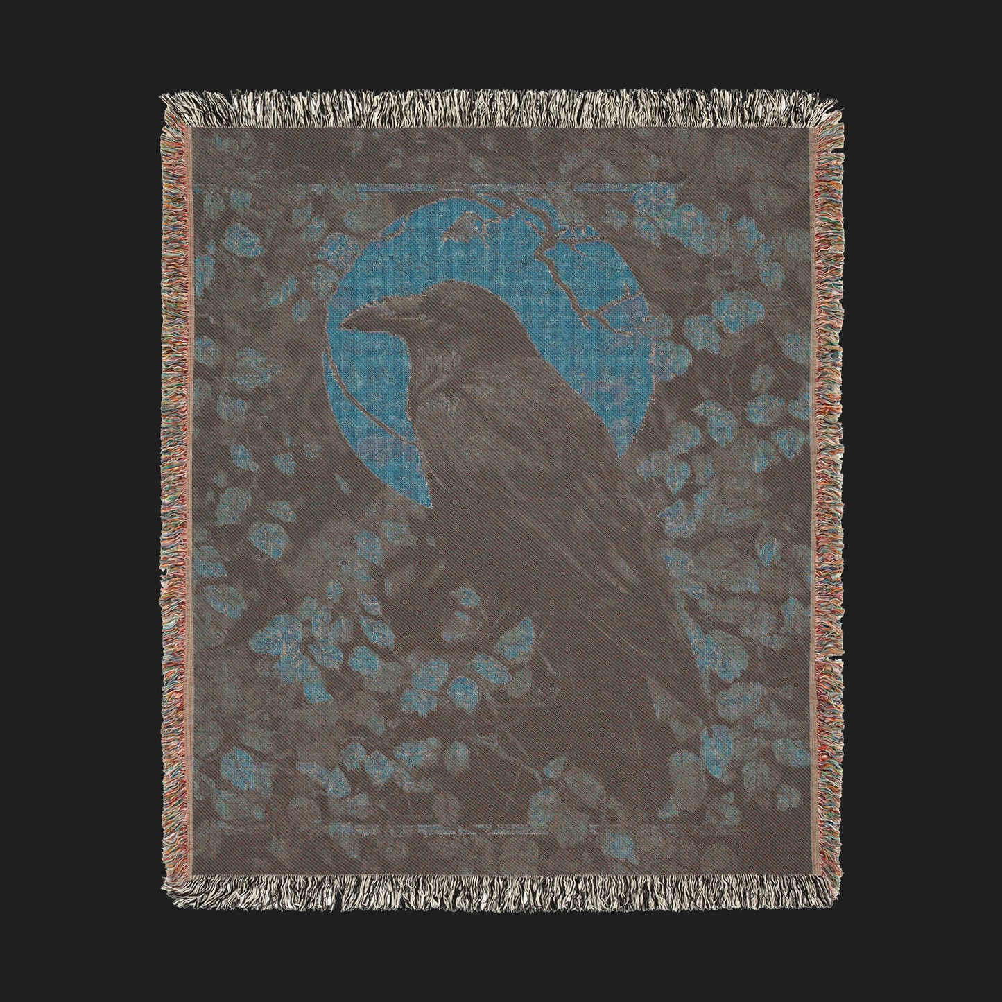 Mystic Raven Woven Blanket - Gothic Moonlit Tapestry