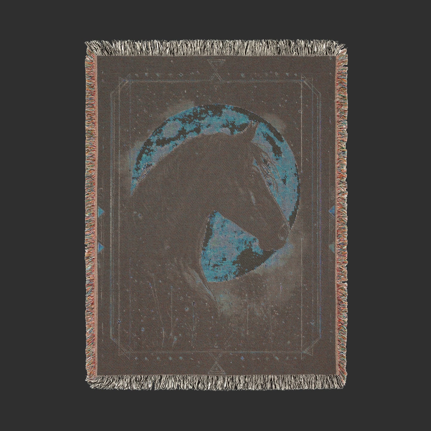 Enchanted Black Horse Woven Blanket - Moonlit Equestrian Tapestry