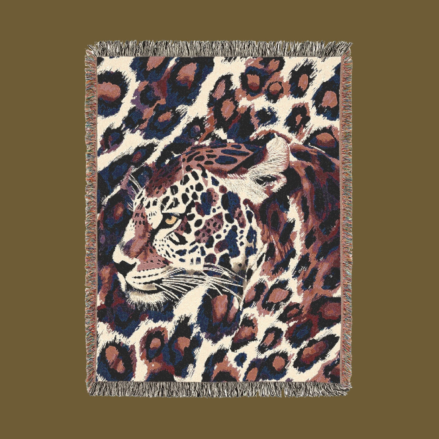 π Leopard Illusion Woven Blanket - Bold & Fierce Wildlife Tapestry