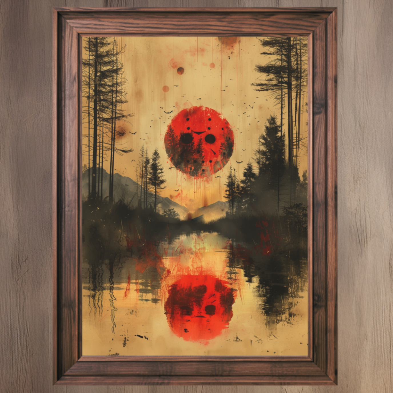 Horror Art - "Blood Moon of Camp Crystal Lake" - Jason Voorhees Inspired Wall Canvas"