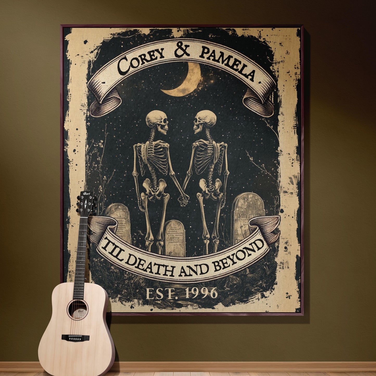 Custom Woven Gothic Blanket Tapestry - Romantic Skeleton Couple | Personalized Wedding, Anniversary & Valentine’s Day Gift