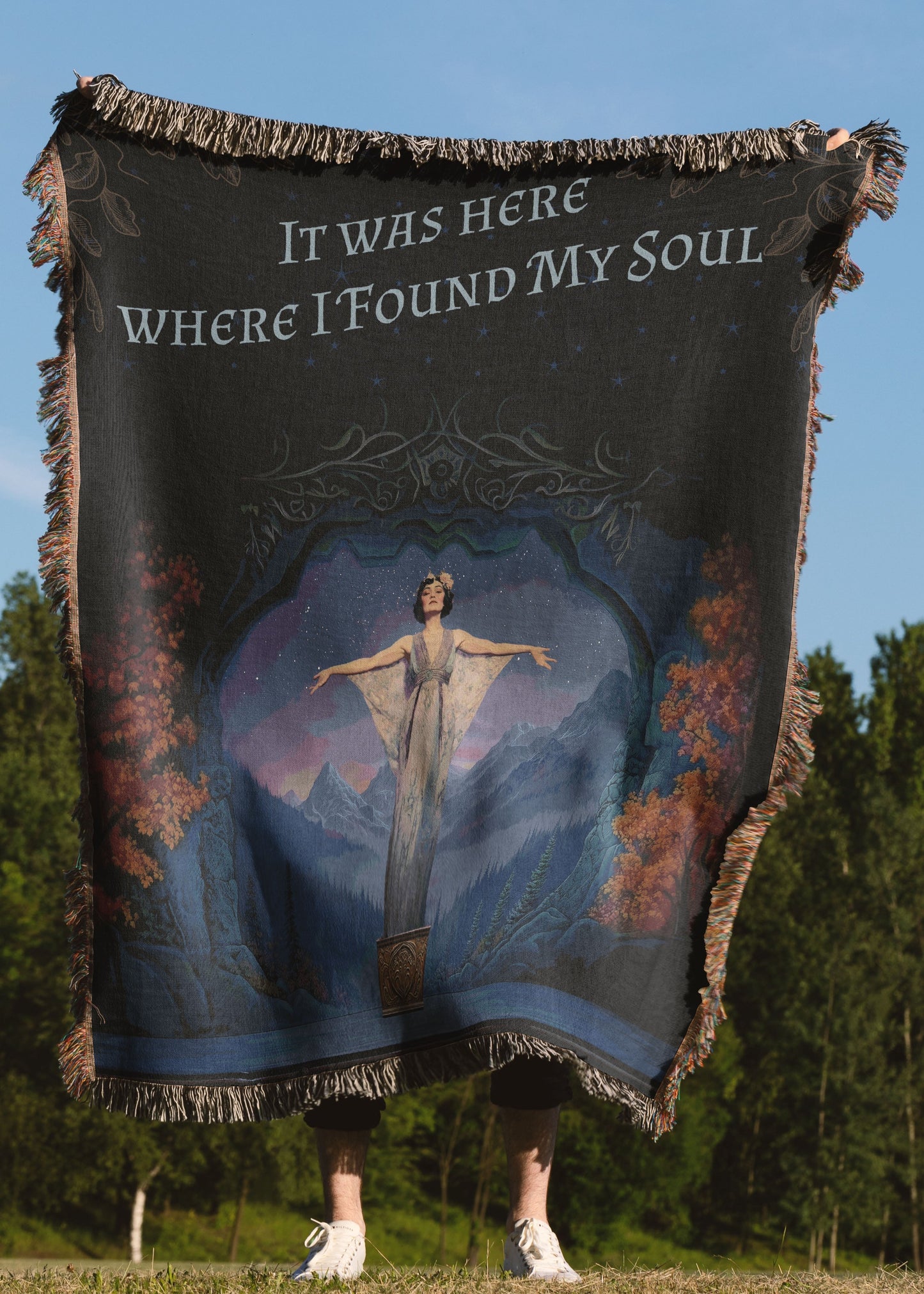 Northern Exposure-Inspired "Cicely" Woven Blanket & Wall Tapestry – Rustic Art for Cozy Homes