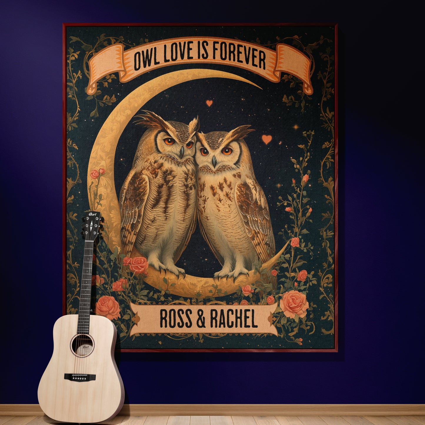 Custom Woven Blanket - Personalized Owl Love Tapestry - Romantic Gift for Couples