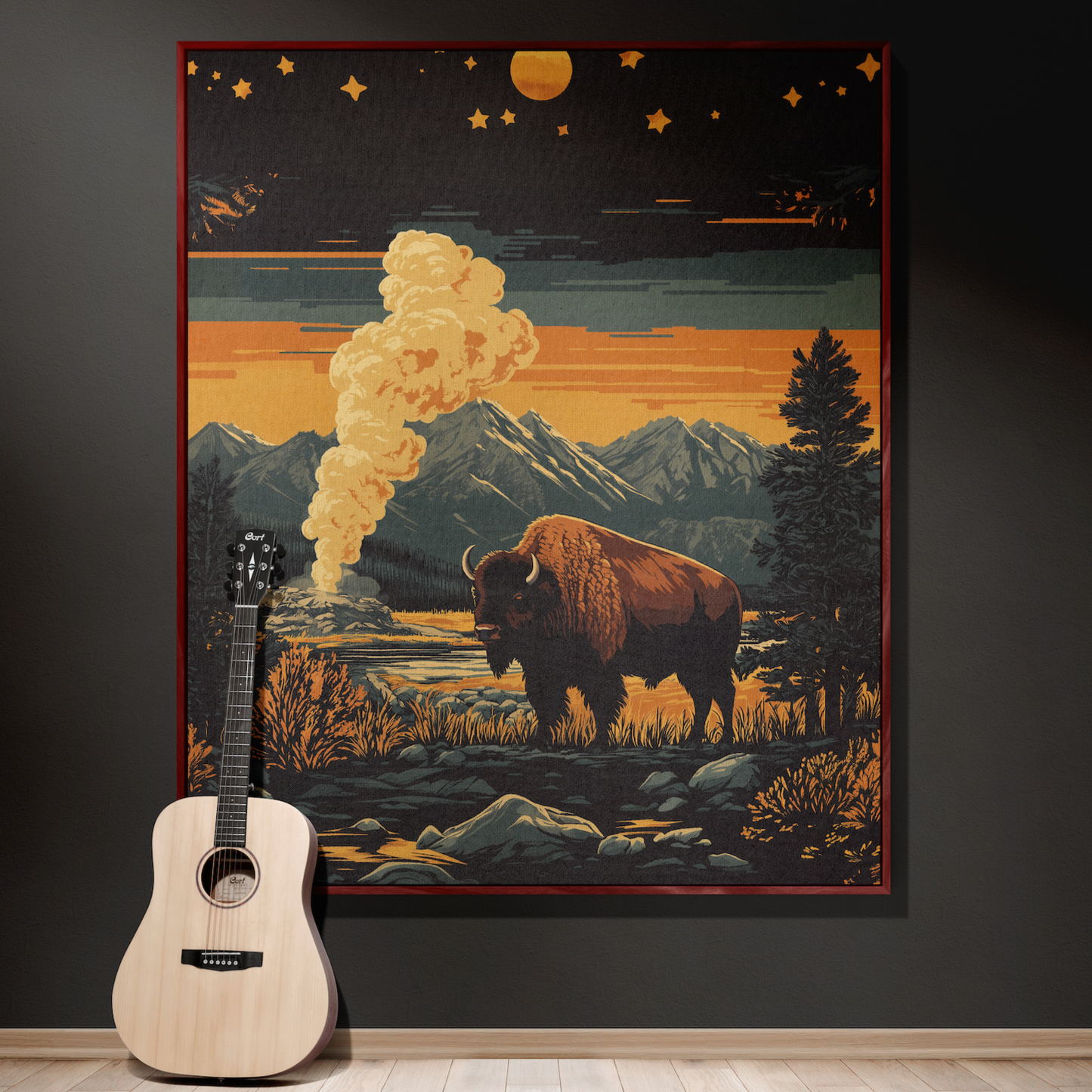 Yellowstone Buffalo Woven Blanket - Rustic Western Wildlife Tapestry