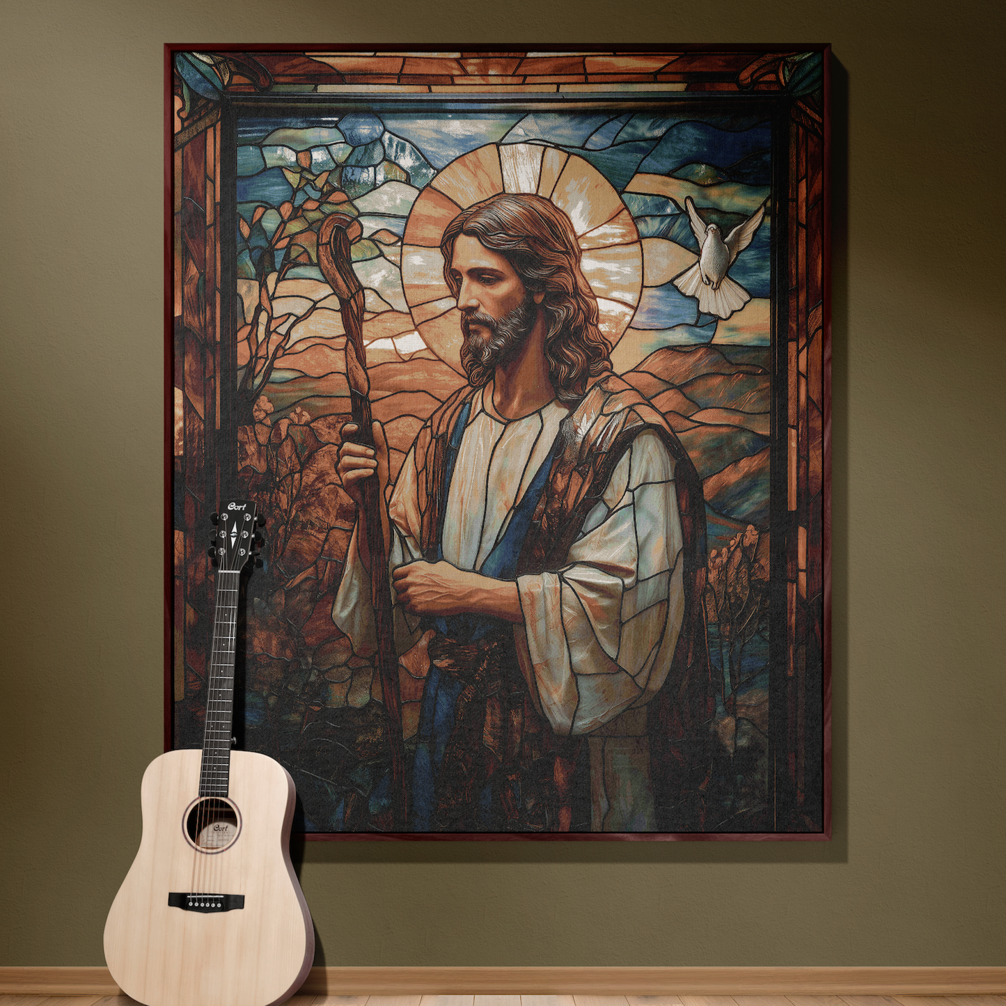 ๐ Stained Glass Jesus Woven Blanket - Inspirational Christian Tapestry
