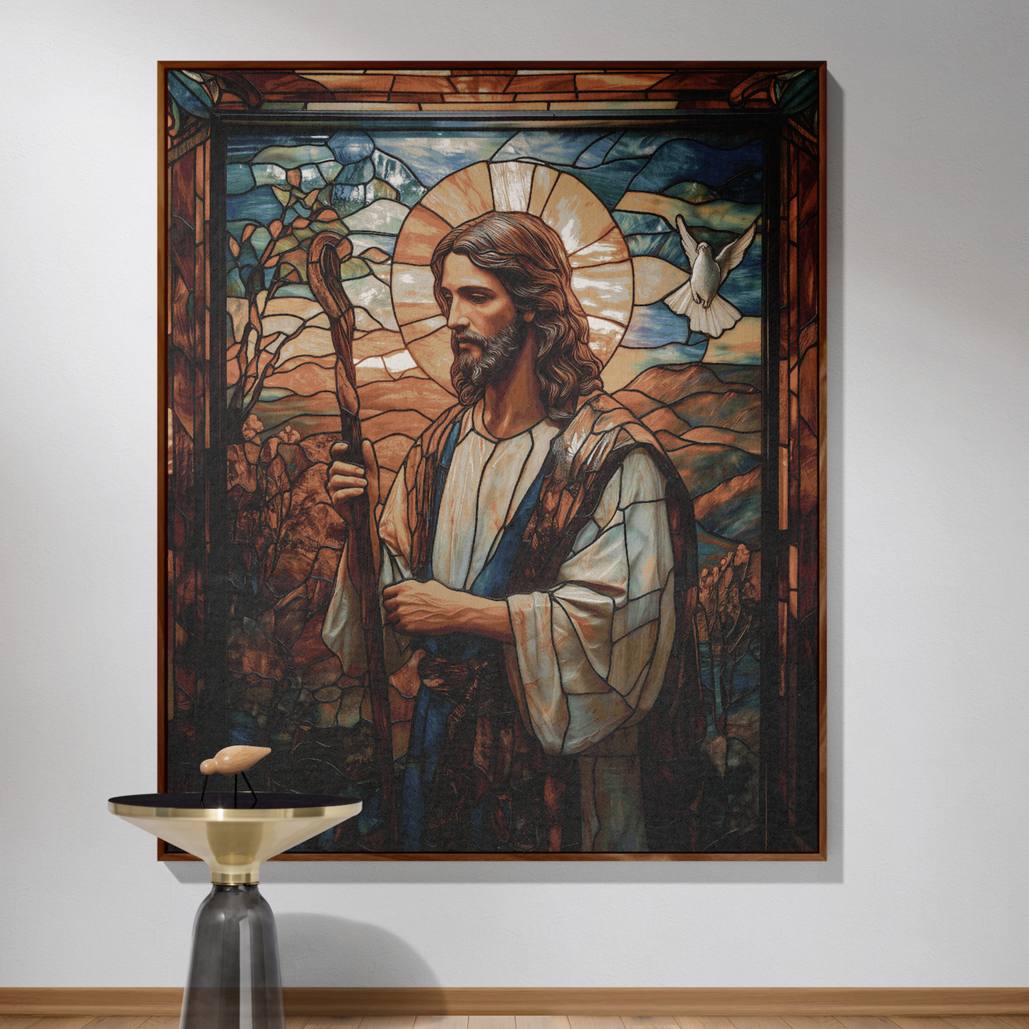 ๐ Stained Glass Jesus Woven Blanket - Inspirational Christian Tapestry