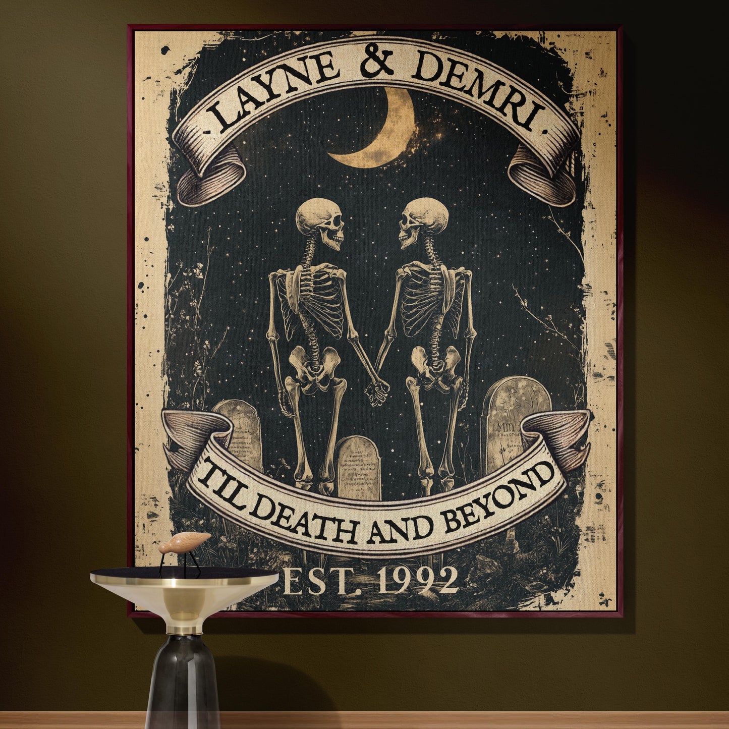 Custom Woven Gothic Blanket Tapestry - Romantic Skeleton Couple | Personalized Wedding, Anniversary & Valentine’s Day Gift