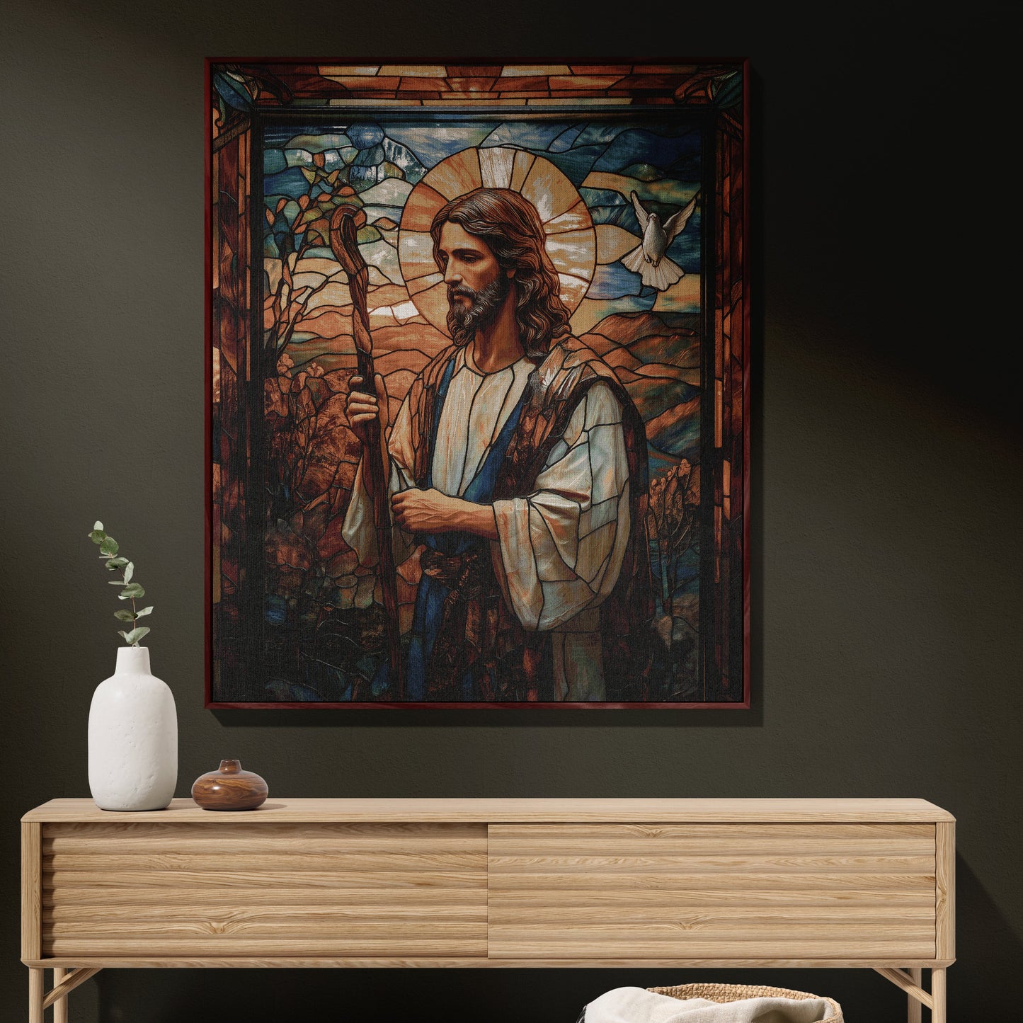 ๐ Stained Glass Jesus Woven Blanket - Inspirational Christian Tapestry