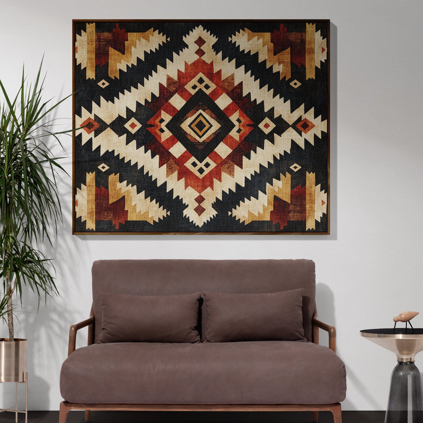 Southwestern Tribal Woven Blanket - Rustic Boho Geometric Tapestry