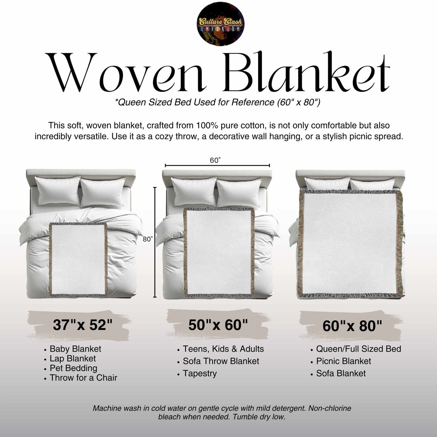 🪶 Native Warrior Woven Blanket - Bold Tribal Chief Tapestry