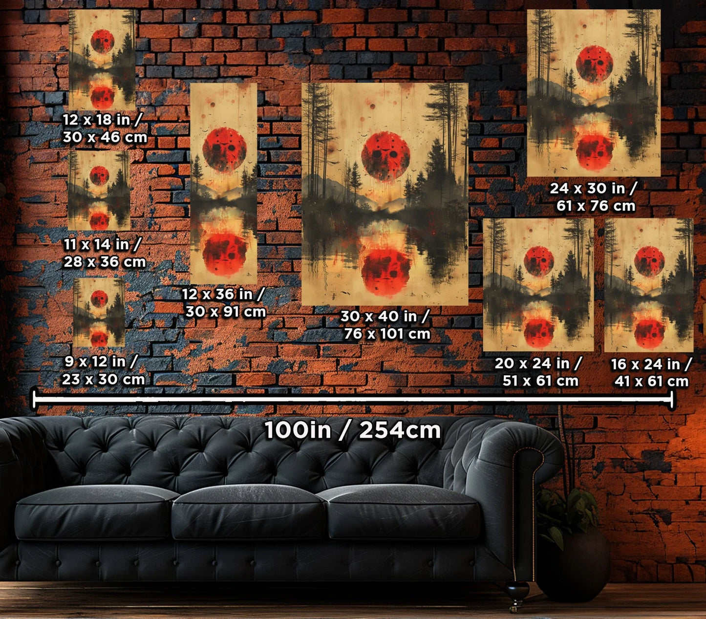 Horror Art - "Blood Moon of Camp Crystal Lake" - Jason Voorhees Inspired Wall Canvas"
