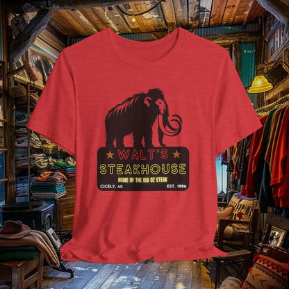Walt's Steakhouse Mammoth T-Shirt - Home of the Legendary 156 oz Steak | Northern Exposure Inspired