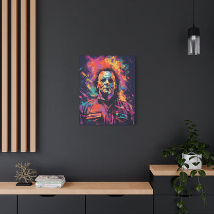 The Neon Boogeyman – Michael Myers Halloween inspired Abstract Canvas Art Wall Decor