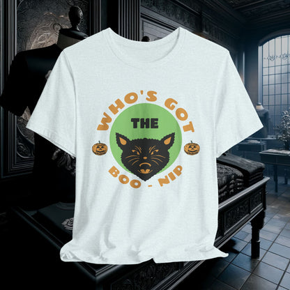 Vintage Who’s Got the Boo-Nip Halloween T-Shirt - Fun Cat & Pumpkin Design | Spooky Season Apparel