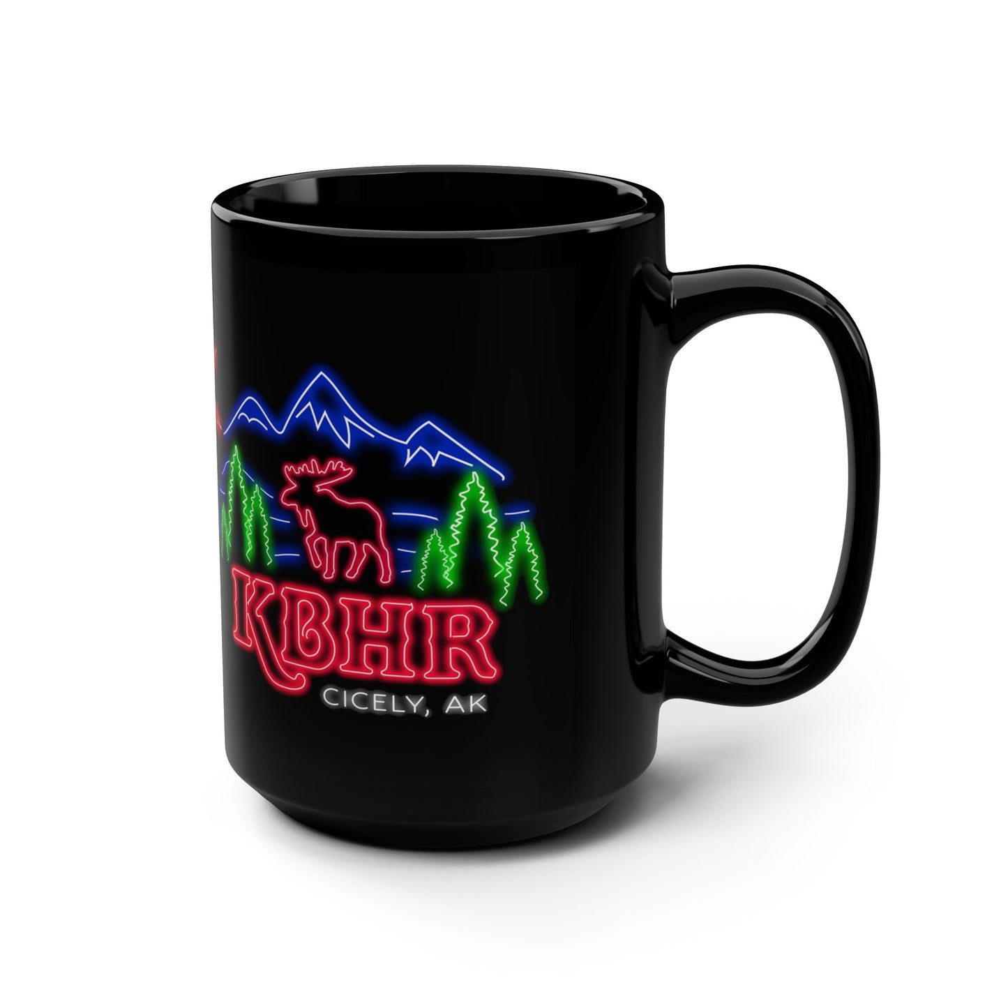 Neon KBHR Cicely, AK Mug – Inspired by TV’s Northern Exposure