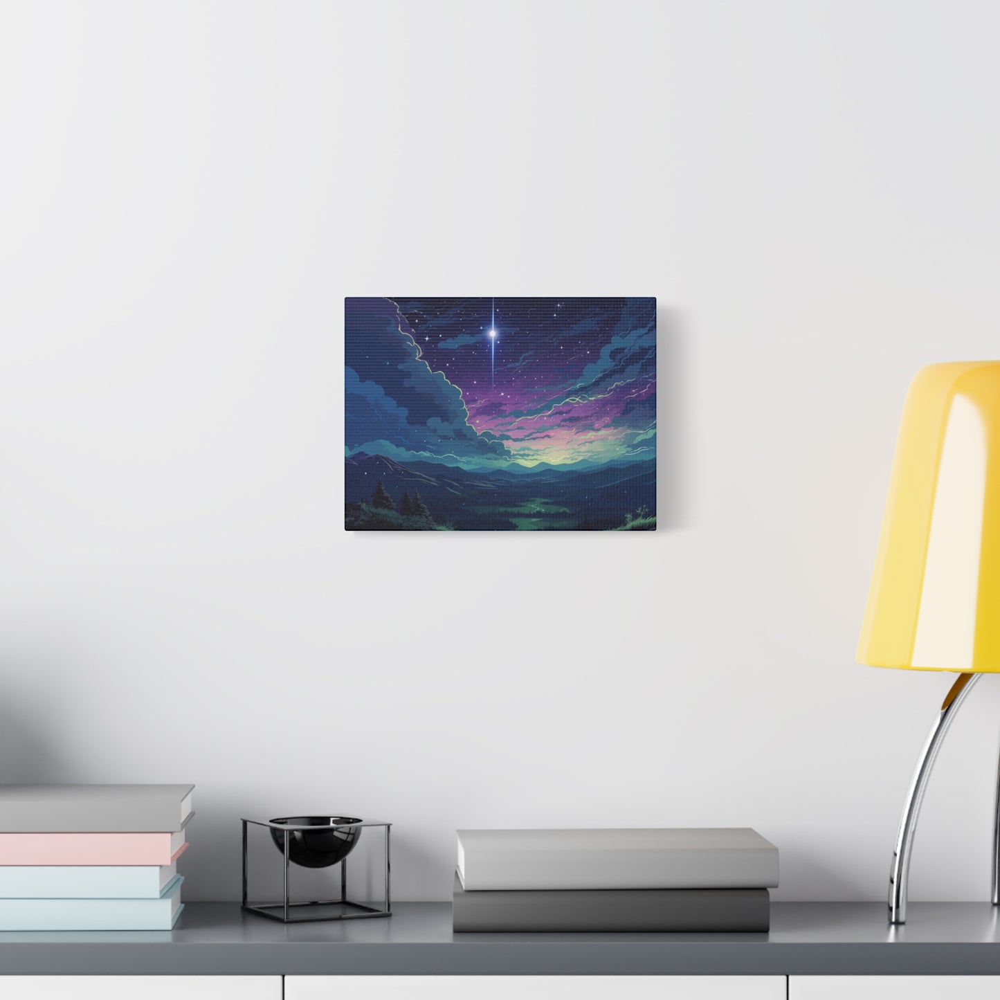 Lo-Fi Starry Night Wall Art - Tranquil Fantasy Landscape Canvas Print for Home Decor