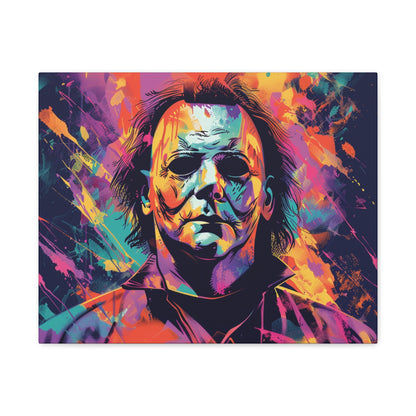 The Neon Boogeyman – Michael Myers Halloween inspired Abstract Canvas Art Wall Decor