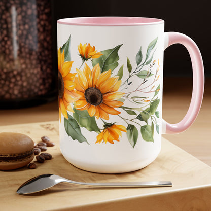 Hand-Painted style Sunflower Mug - Ceramic Coffee Cup with Sunflower Design | Gift for Nature Lovers