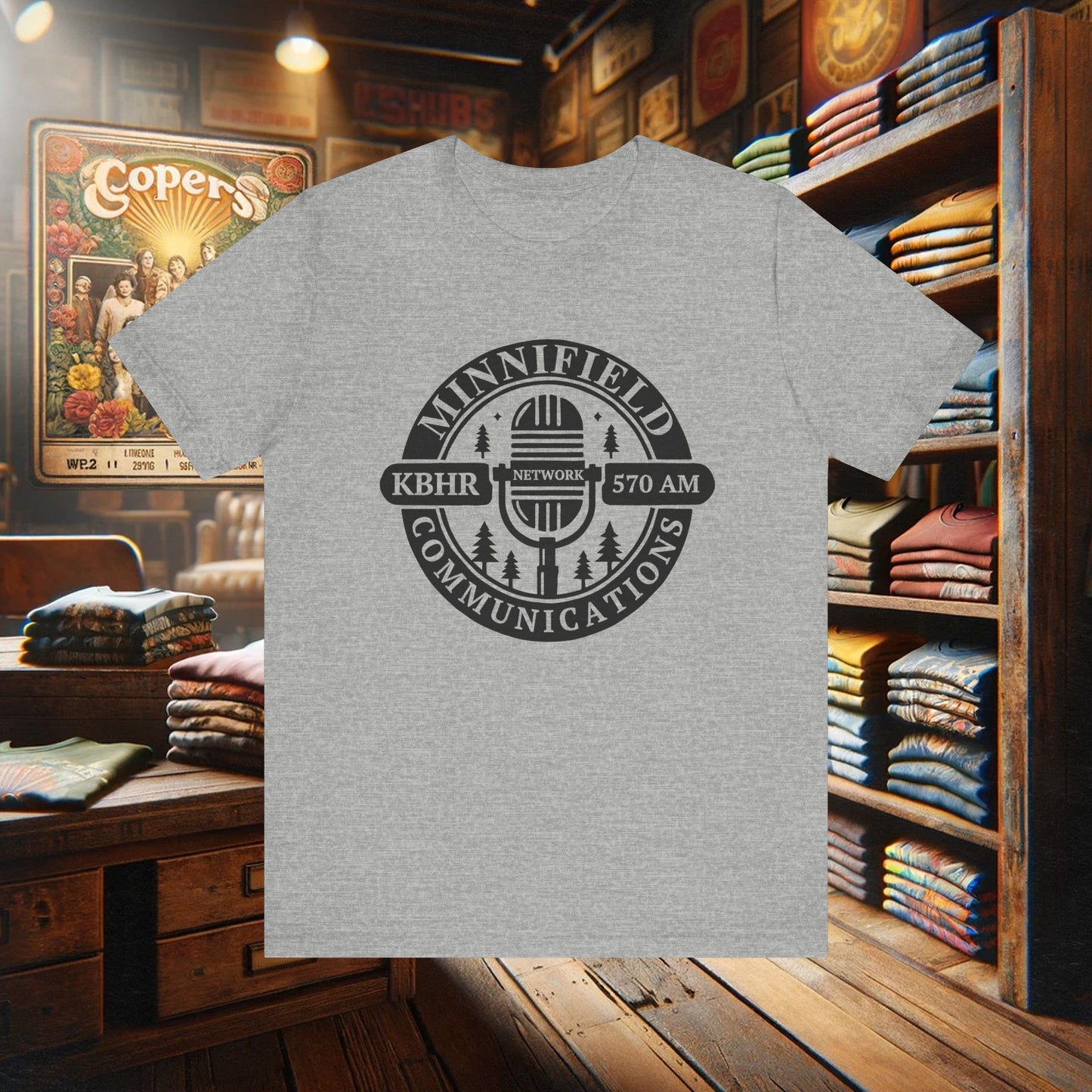 Minnifield Communications Double-Sided T-Shirt - Northern Exposure KBHR 570 AM Design