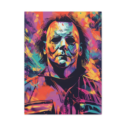 The Neon Boogeyman – Michael Myers Halloween inspired Abstract Canvas Art Wall Decor