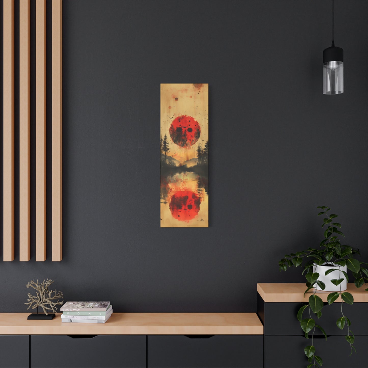 Horror  Art - "Blood Moon of Camp Crystal Lake" - Jason Voorhees Inspired Wall Canvas"