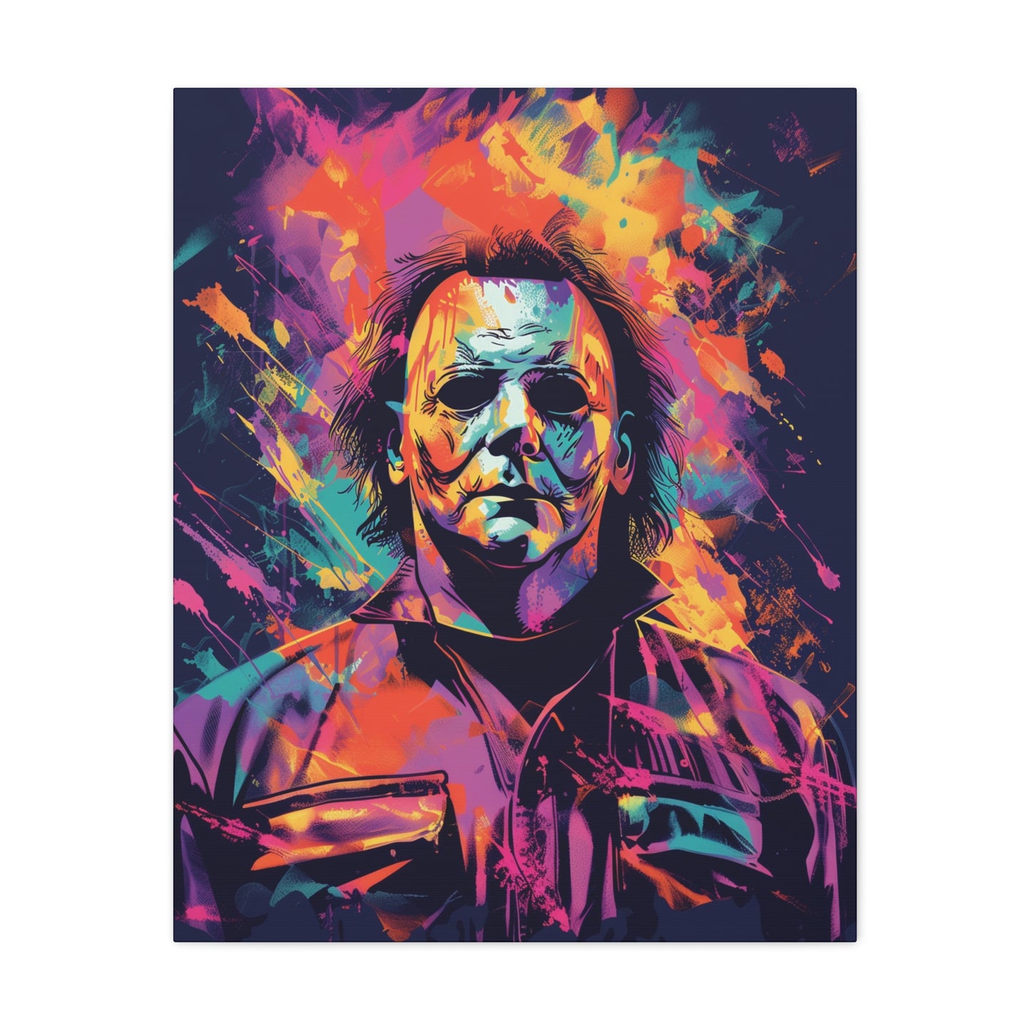 The Neon Boogeyman – Michael Myers Halloween inspired Abstract Canvas Art Wall Decor