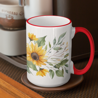 Hand-Painted style Sunflower Mug - Ceramic Coffee Cup with Sunflower Design | Gift for Nature Lovers