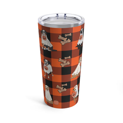 Halloween Dog Tumbler - 20oz Ghost Dog Design | Spooky Season Insulated Drinkware