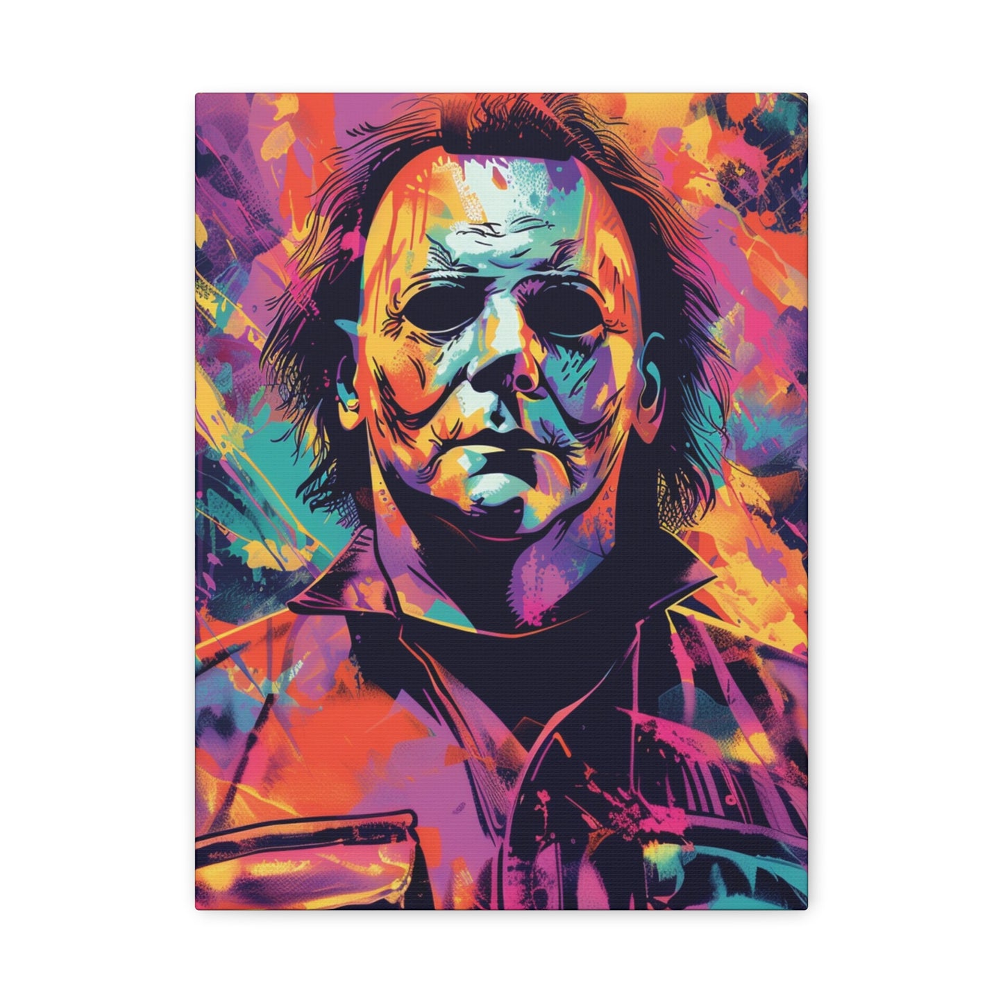 The Neon Boogeyman – Michael Myers Halloween inspired Abstract Canvas Art Wall Decor