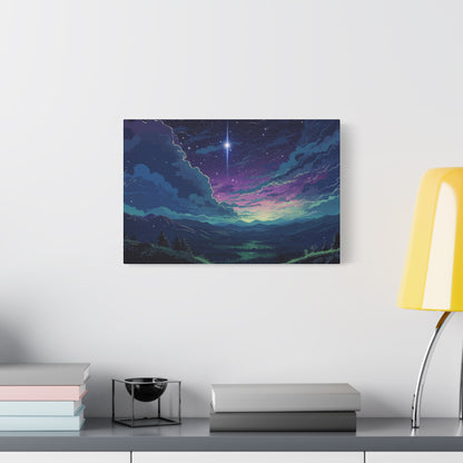 Lo-Fi Starry Night Wall Art - Tranquil Fantasy Landscape Canvas Print for Home Decor