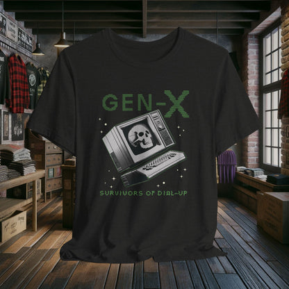 Gen-X Survivors of Dial-Up T-Shirt - Retro Computer Design | Nostalgic 80s & 90s Tech Geek Shirt