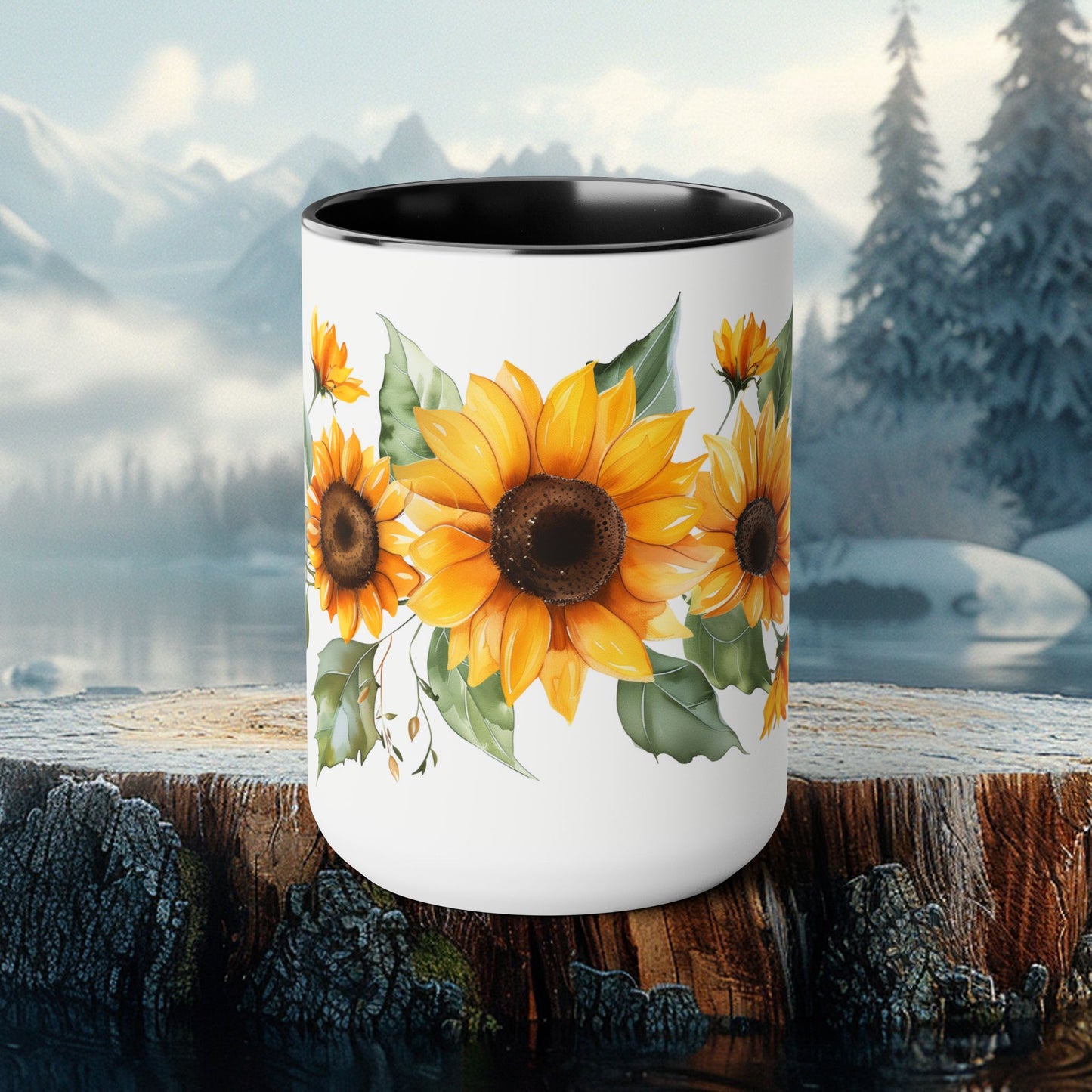 Hand-Painted style Sunflower Mug - Ceramic Coffee Cup with Sunflower Design | Gift for Nature Lovers