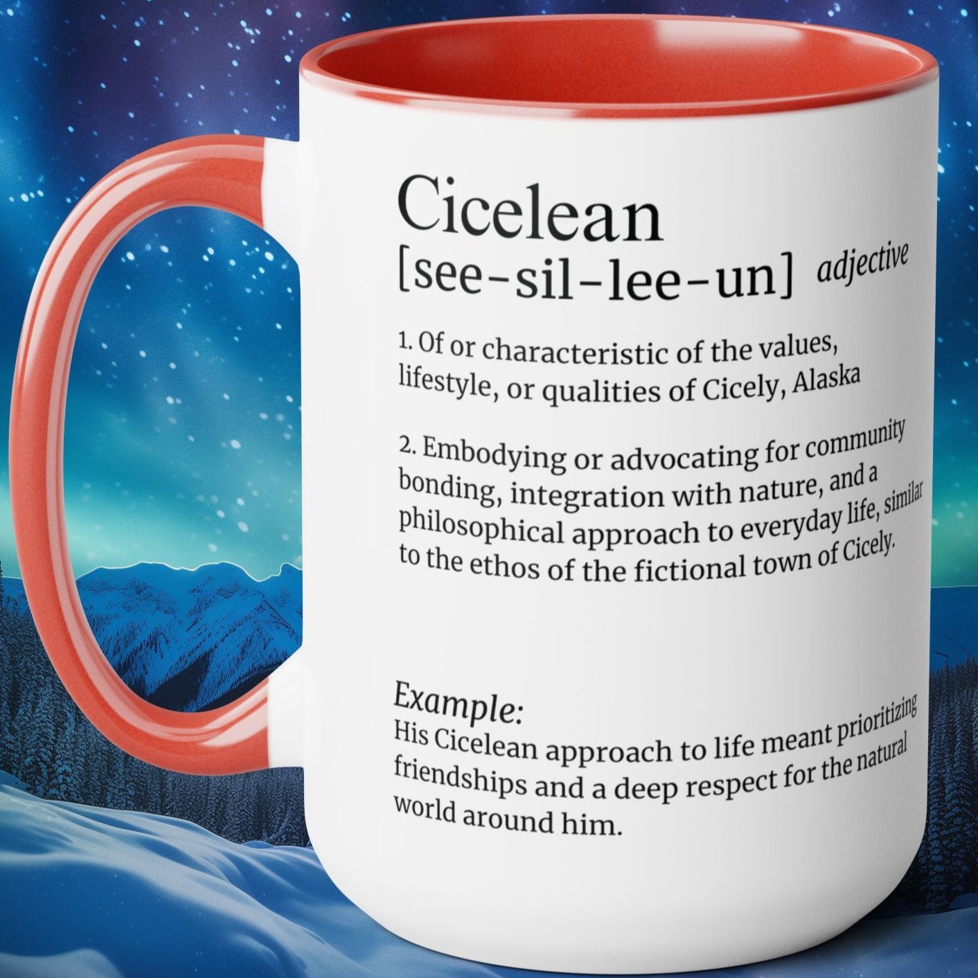 Personalized Northern Exposure Coffee Mug - Cicelean Definition with Custom Name - 15oz