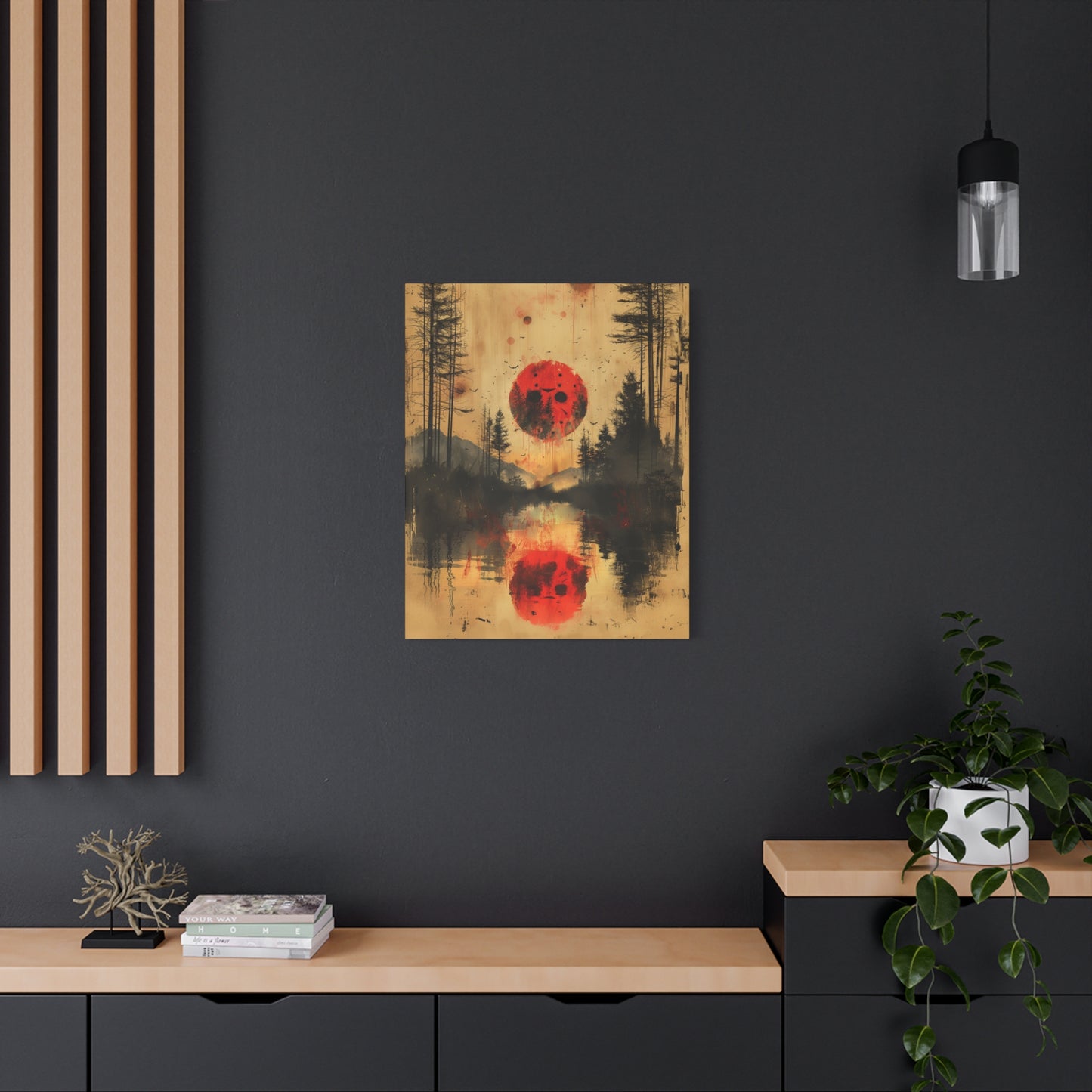 Horror  Art - "Blood Moon of Camp Crystal Lake" - Jason Voorhees Inspired Wall Canvas"