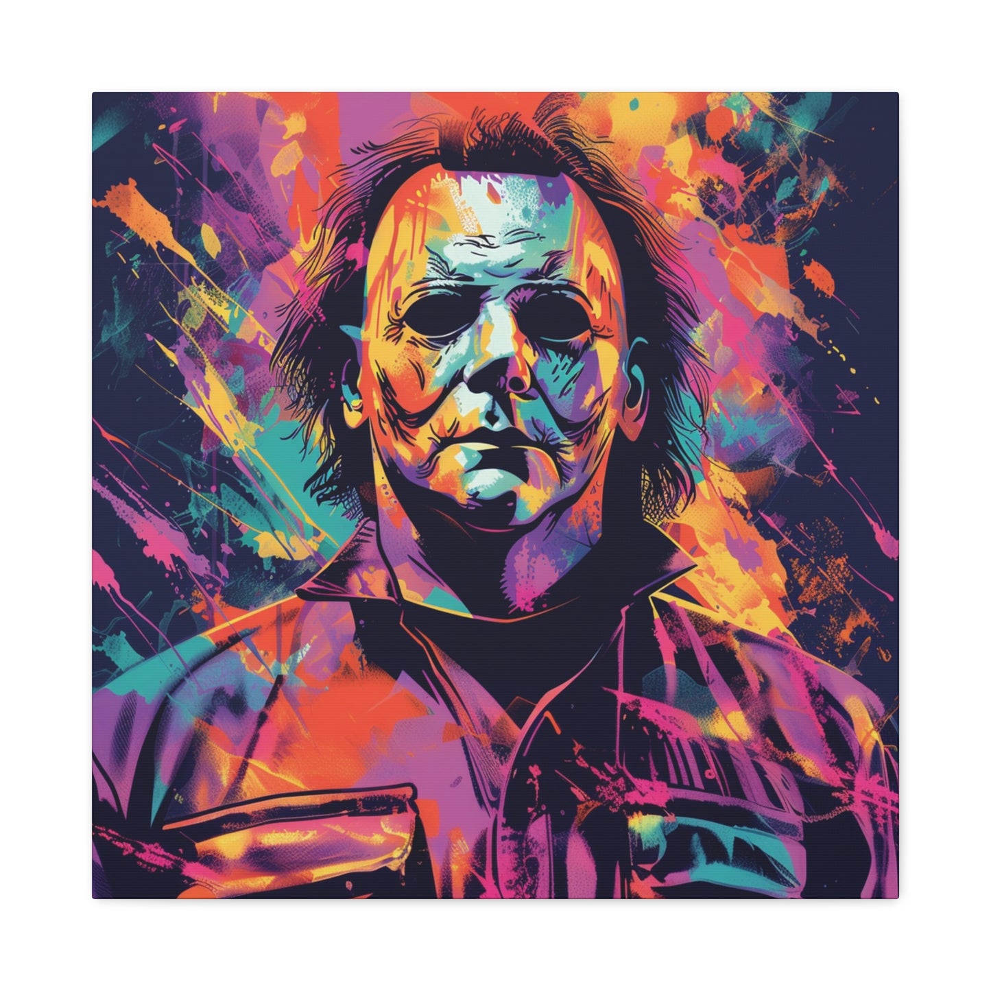 The Neon Boogeyman – Michael Myers Halloween inspired Abstract Canvas Art Wall Decor