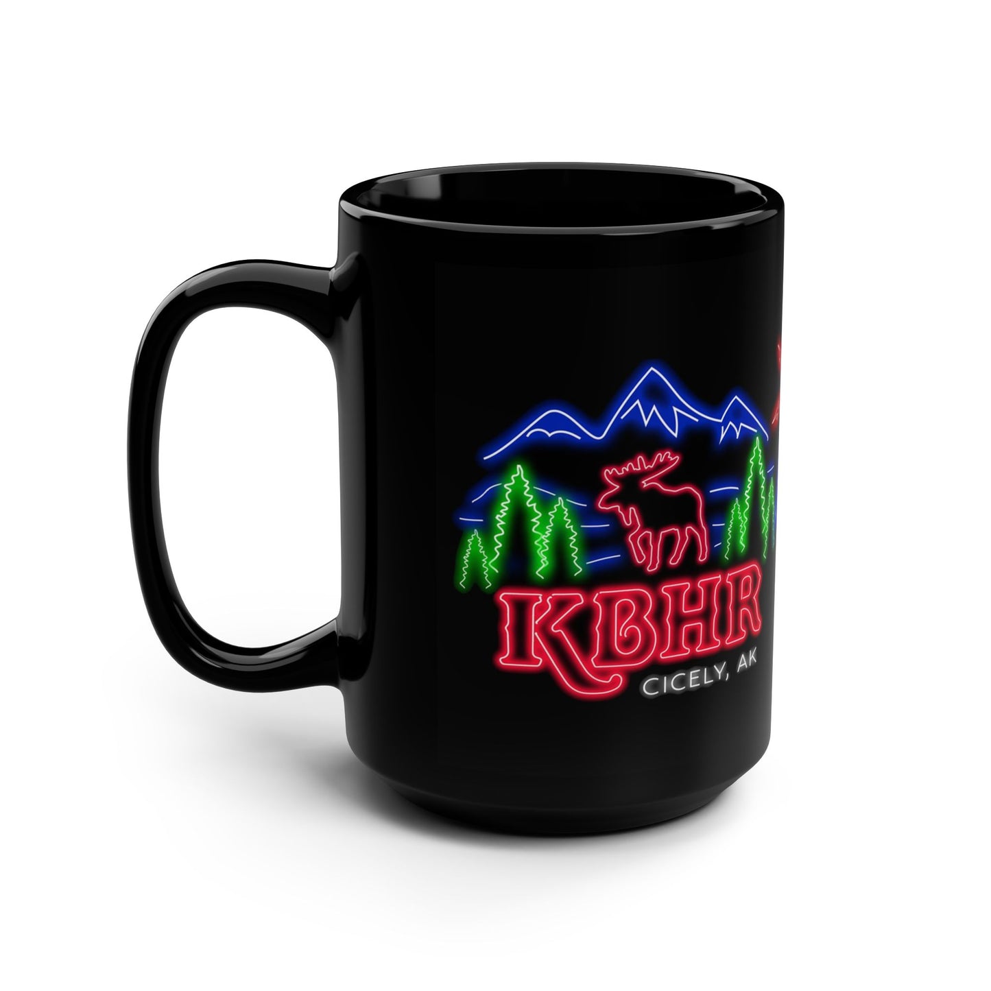 Neon KBHR Cicely, AK Mug – Inspired by TV’s Northern Exposure