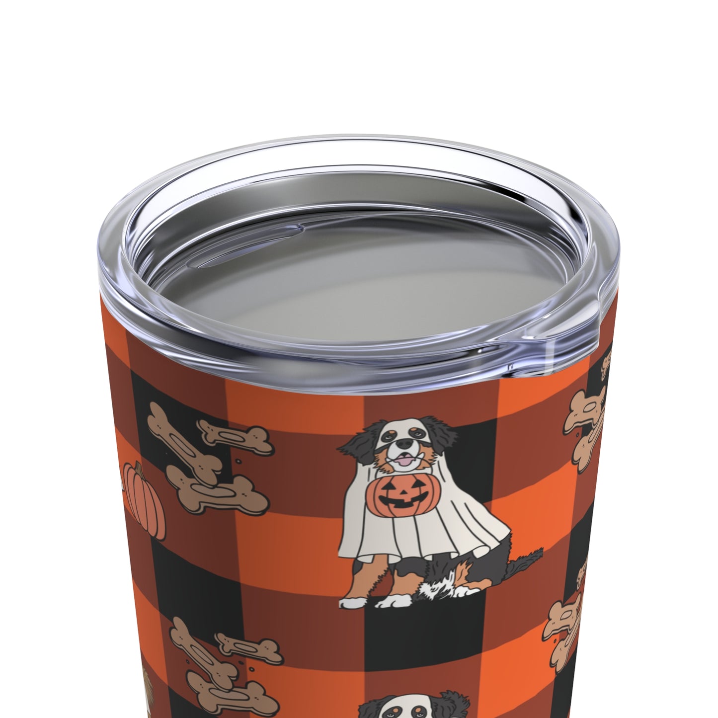 Halloween Dog Tumbler - 20oz Ghost Dog Design | Spooky Season Insulated Drinkware